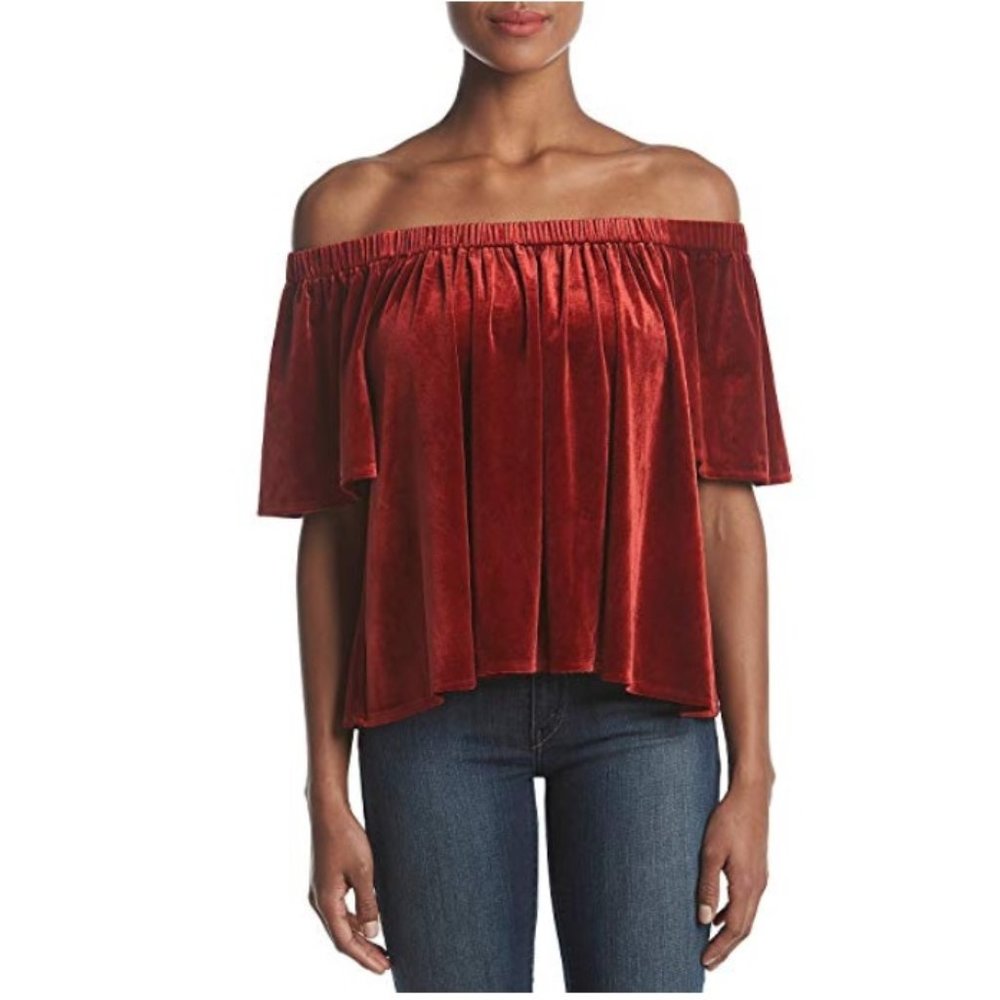 Womens Philosophy Off The Shoulder Velvet Top Blouse Shirt Size Large NWT